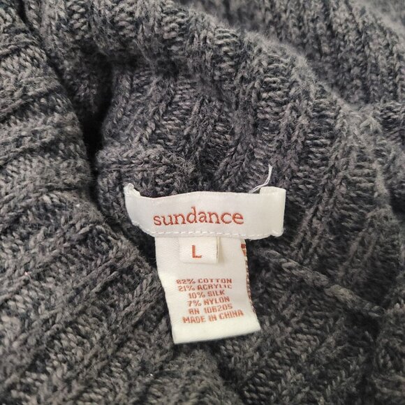 Sundance Womens Ribbed Turtle Neck Sweater Size L Gray Academia Neutral Teacher - Picture 3 of 9